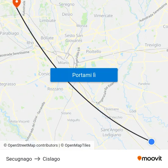 Secugnago to Cislago map