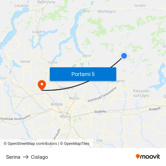 Serina to Cislago map