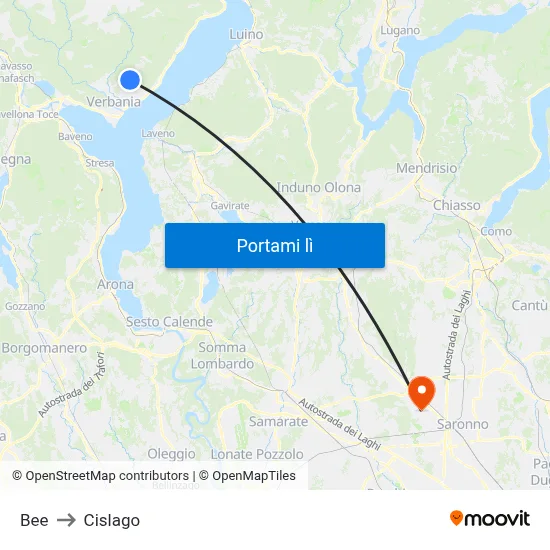 Bee to Cislago map
