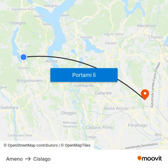 Ameno to Cislago map