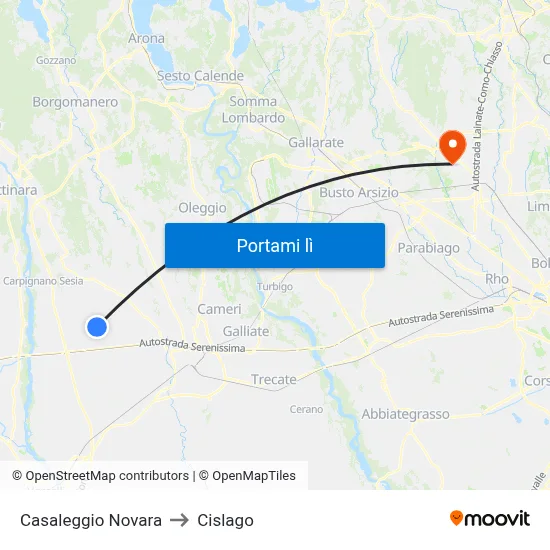 Casaleggio Novara to Cislago map