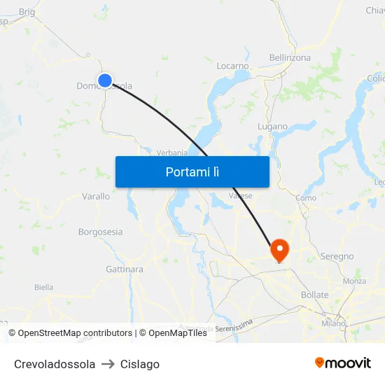 Crevoladossola to Cislago map