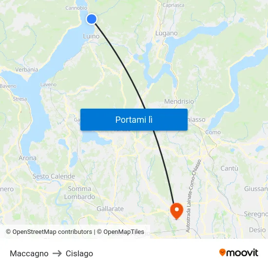 Maccagno to Cislago map