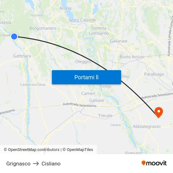 Grignasco to Cisliano map