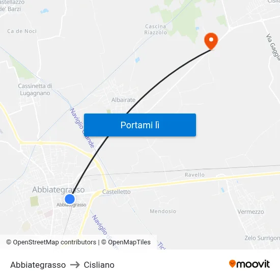 Abbiategrasso to Cisliano map