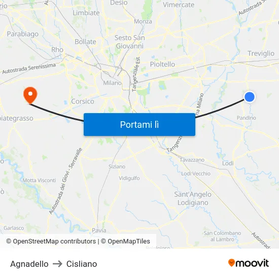 Agnadello to Cisliano map