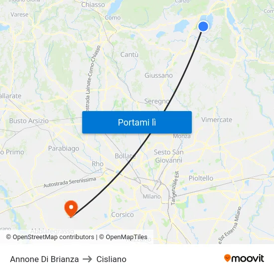 Annone Di Brianza to Cisliano map