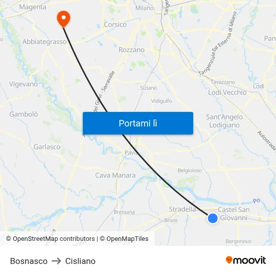 Bosnasco to Cisliano map