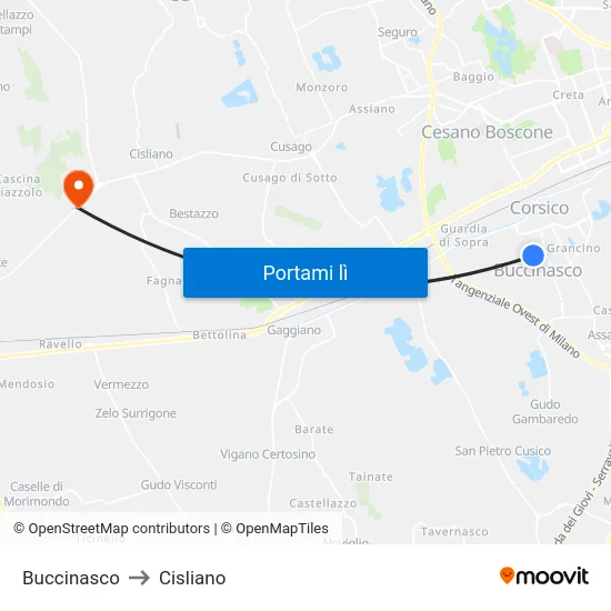 Buccinasco to Cisliano map