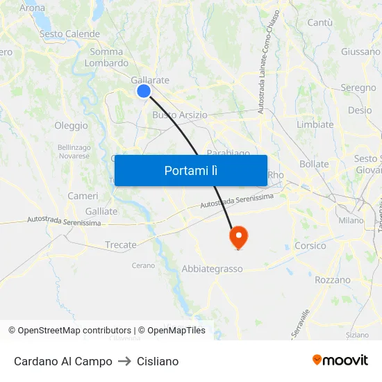 Cardano Al Campo to Cisliano map