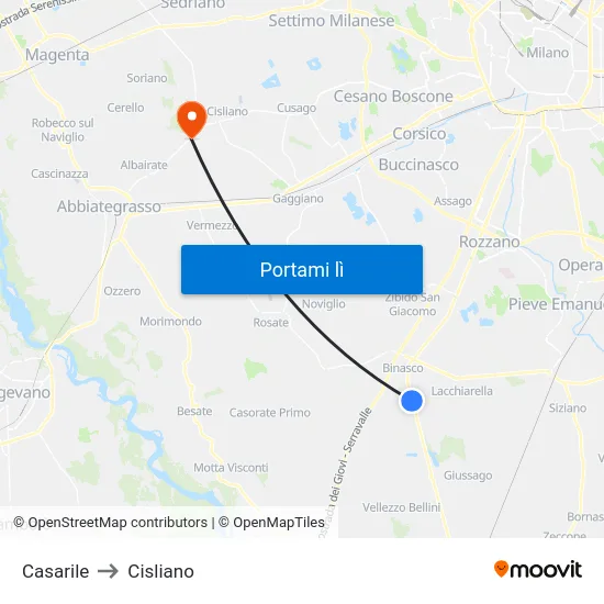 Casarile to Cisliano map