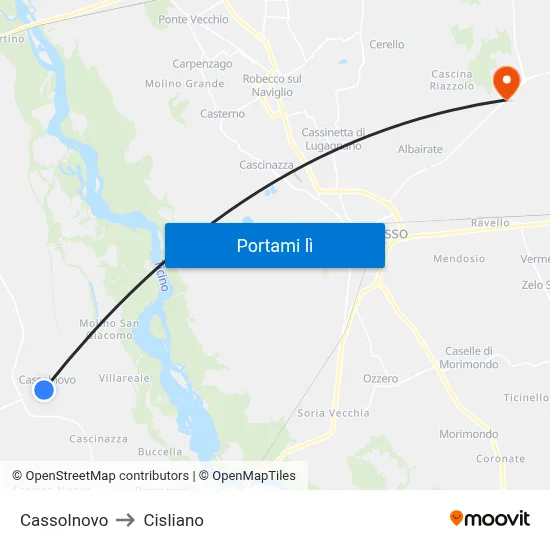 Cassolnovo to Cisliano map