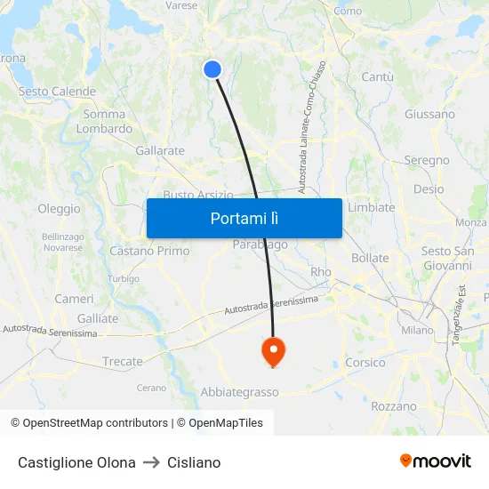 Castiglione Olona to Cisliano map
