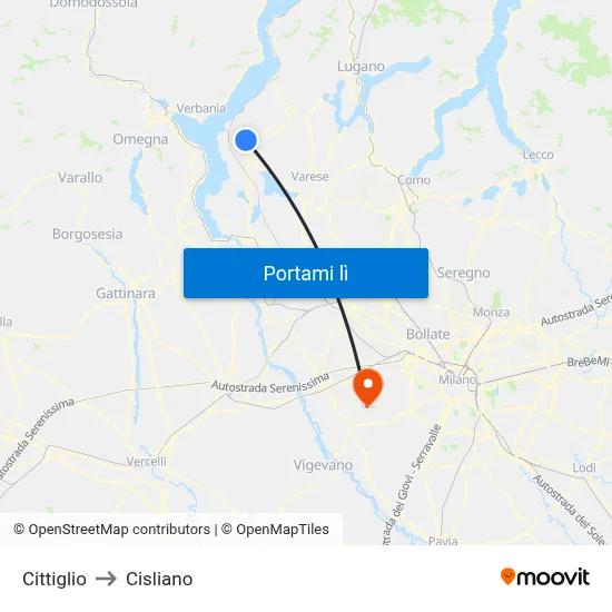 Cittiglio to Cisliano map