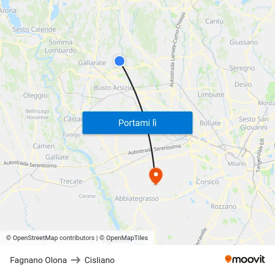 Fagnano Olona to Cisliano map