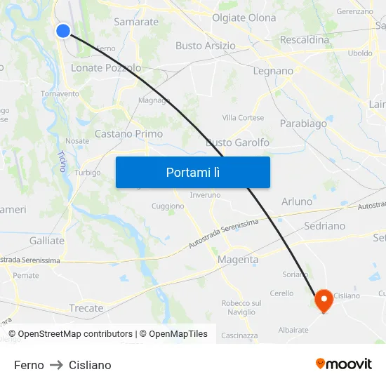Ferno to Cisliano map