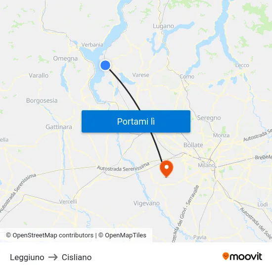 Leggiuno to Cisliano map
