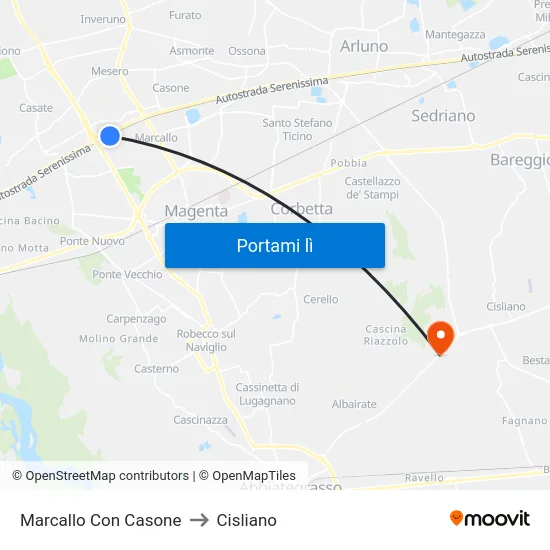 Marcallo Con Casone to Cisliano map