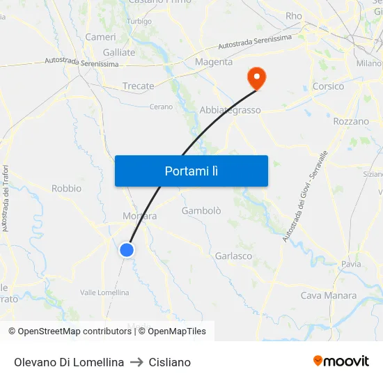 Olevano Di Lomellina to Cisliano map