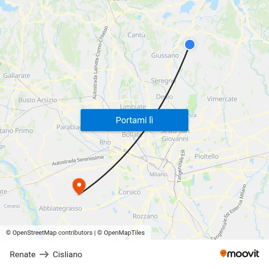 Renate to Cisliano map
