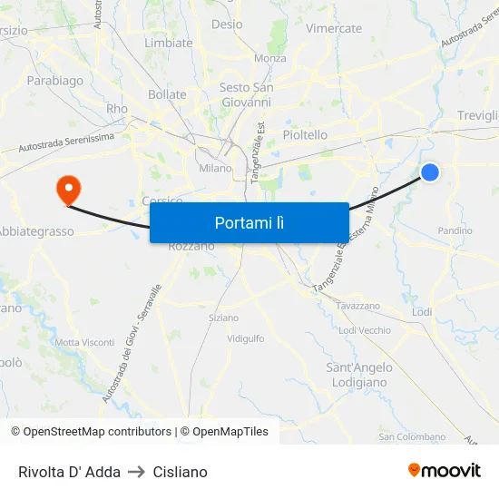 Rivolta D' Adda to Cisliano map
