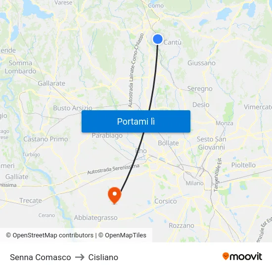 Senna Comasco to Cisliano map