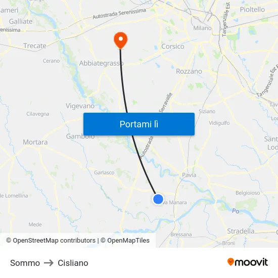 Sommo to Cisliano map