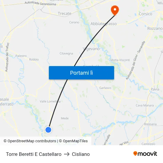 Torre Beretti E Castellaro to Cisliano map