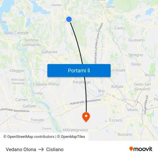 Vedano Olona to Cisliano map