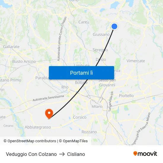 Veduggio Con Colzano to Cisliano map