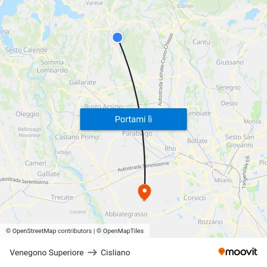 Venegono Superiore to Cisliano map