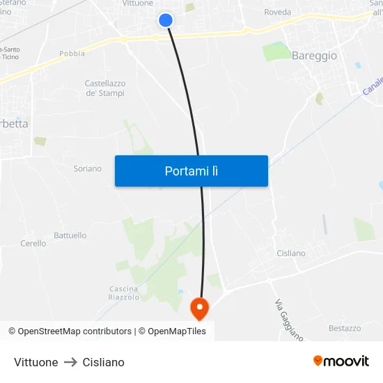 Vittuone to Cisliano map