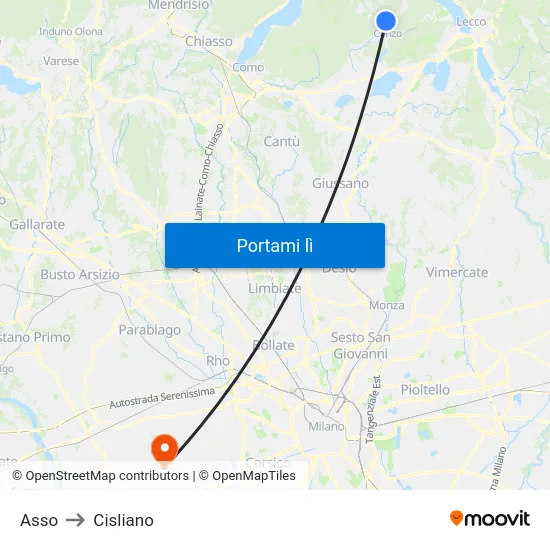 Asso to Cisliano map