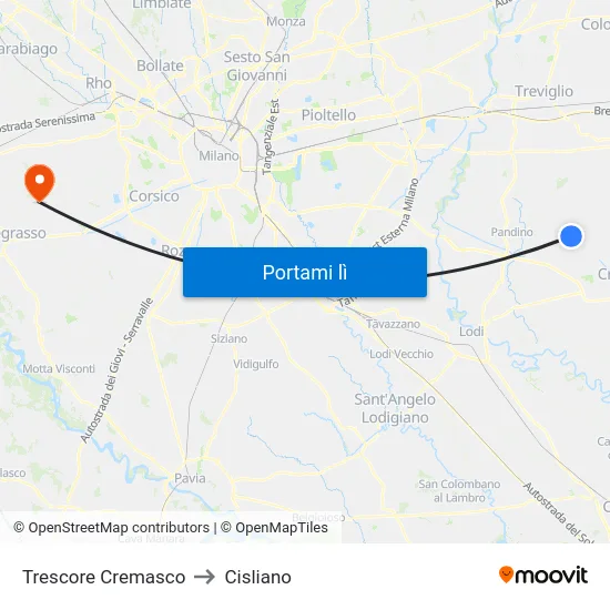 Trescore Cremasco to Cisliano map