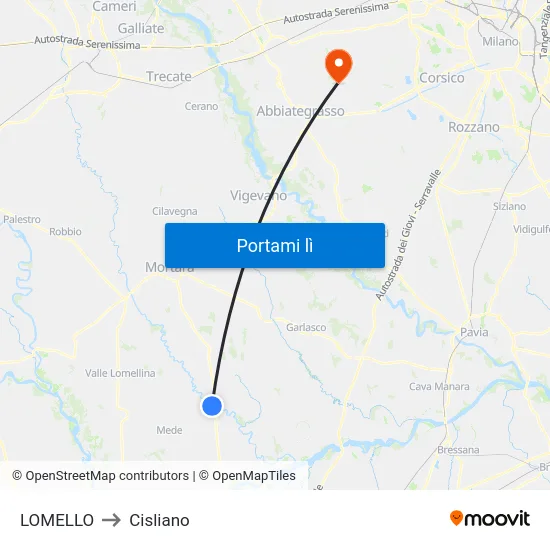 LOMELLO to Cisliano map