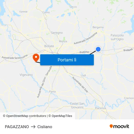 PAGAZZANO to Cisliano map