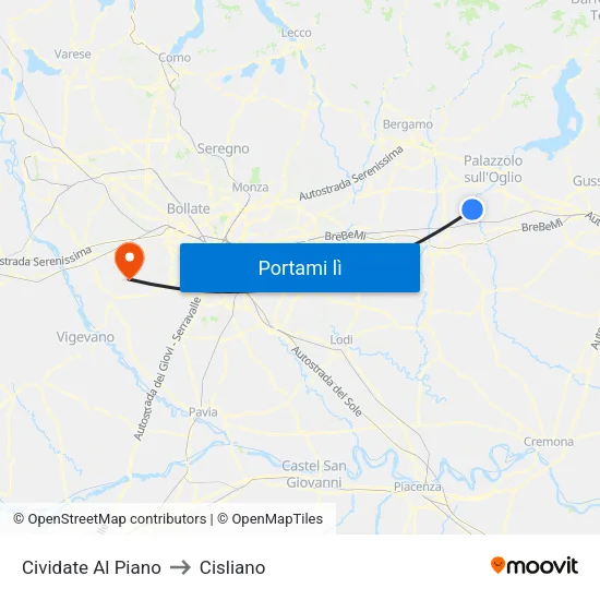 Cividate Al Piano to Cisliano map