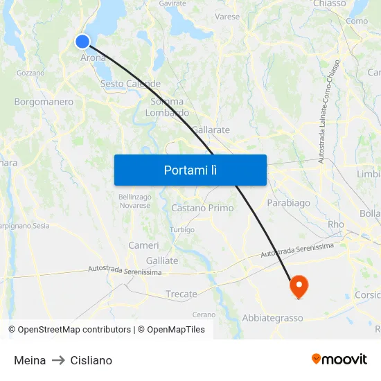 Meina to Cisliano map