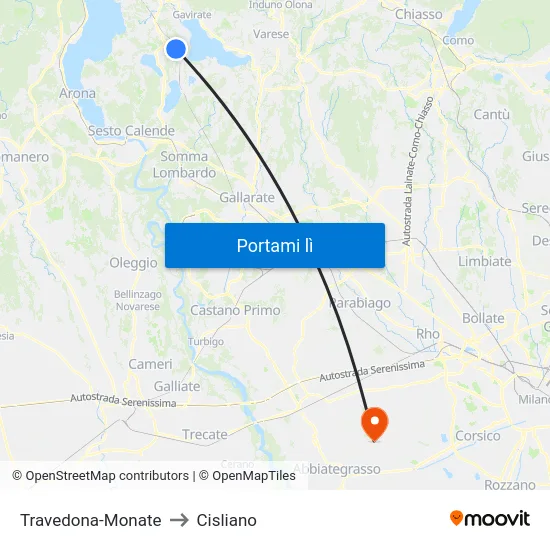 Travedona-Monate to Cisliano map