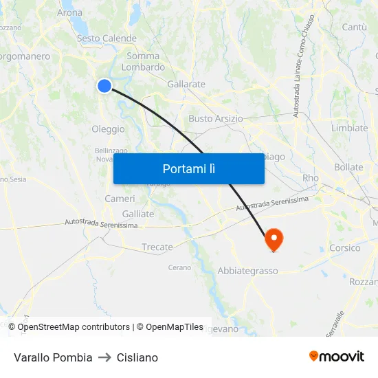Varallo Pombia to Cisliano map
