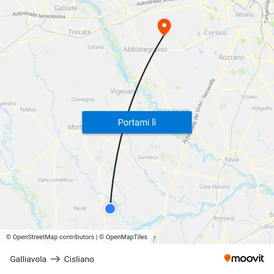 Galliavola to Cisliano map