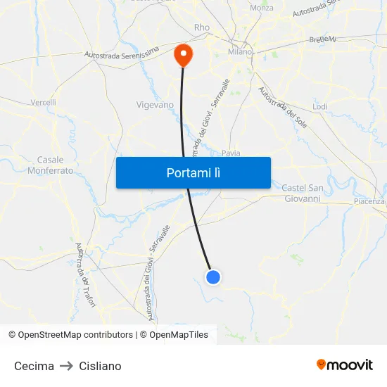 Cecima to Cisliano map
