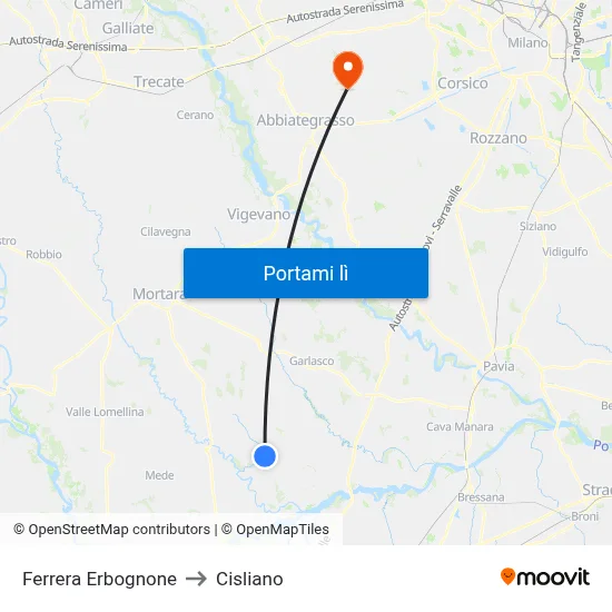 Ferrera Erbognone to Cisliano map
