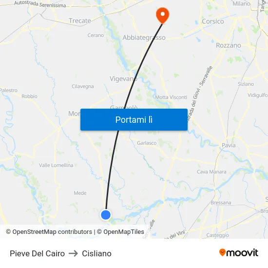 Pieve Del Cairo to Cisliano map
