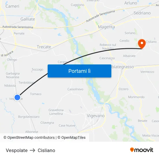 Vespolate to Cisliano map