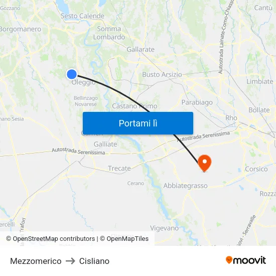 Mezzomerico to Cisliano map