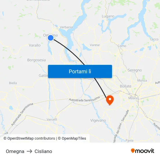 Omegna to Cisliano map