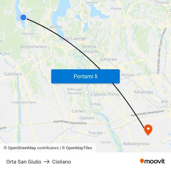 Orta San Giulio to Cisliano map