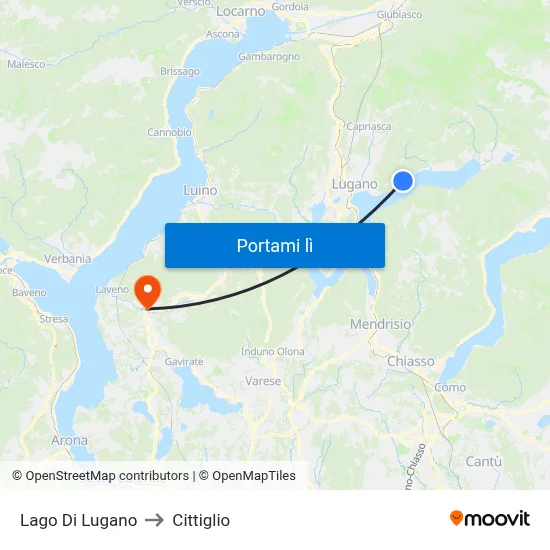 Lago Di Lugano to Cittiglio map