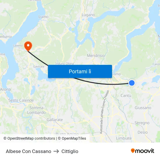 Albese Con Cassano to Cittiglio map